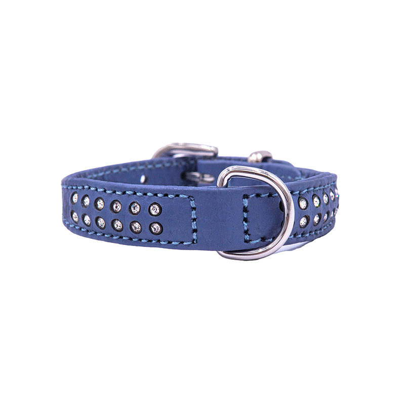 Diamond studded double-layer cowhide cat and dog pet collar