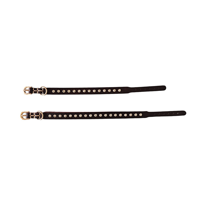 Diamond studded single-layer cowhide pet collar