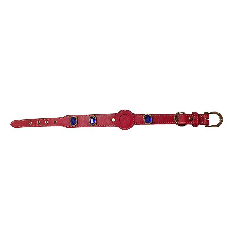 Colar de diamante bordado de couro bovino