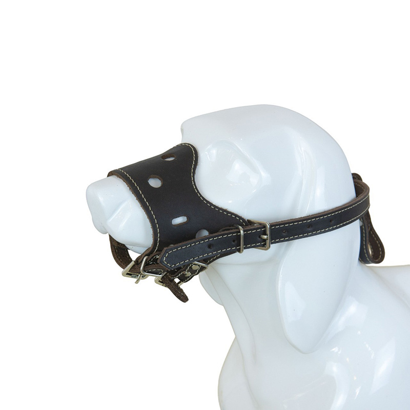Adjustable cowhide dog mouth cover with adjustable head