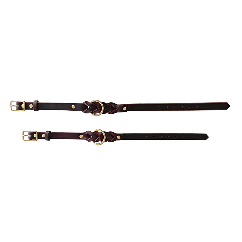 Woven flower copper buckle cowhide collar