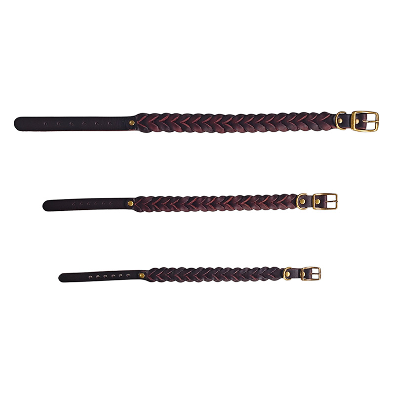 Knitted cowhide pet collar