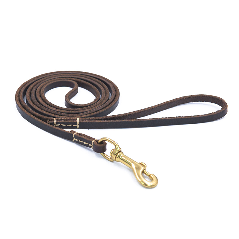 Corde de traction en cuir véritable avec crochet en laiton