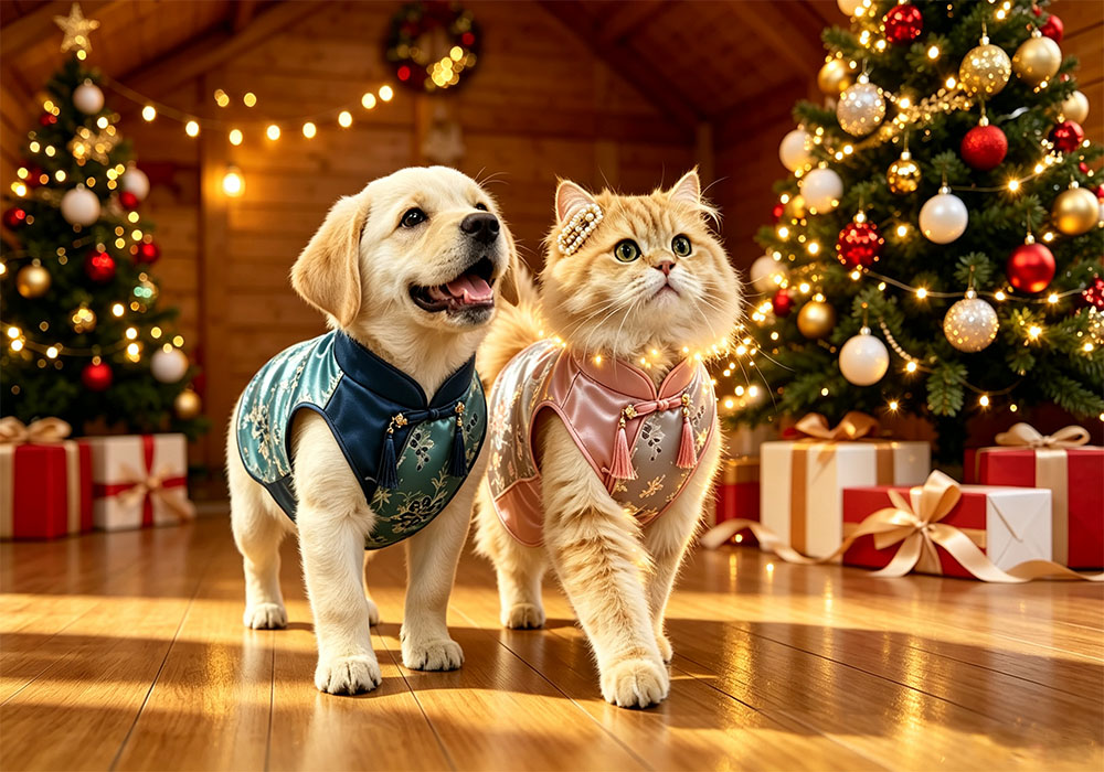 OEM/ODM Festival pet clothes - blooming and prosperous Chinese style pet clothes for small and medium-sized dogs, terriers, cats