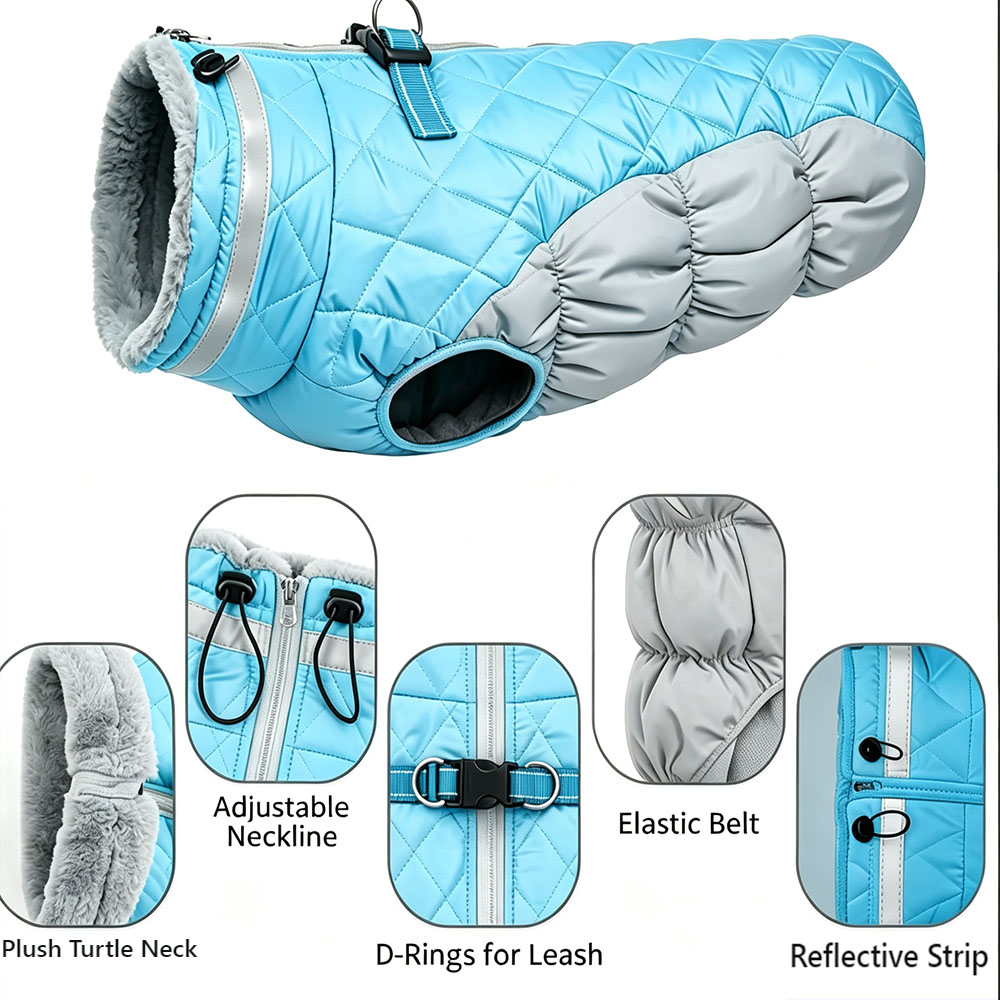OEM+ODM Best-selling pet clothes - dog fleece coat. Winter wind-resistant and warm cotton coat with added padding and thickening.