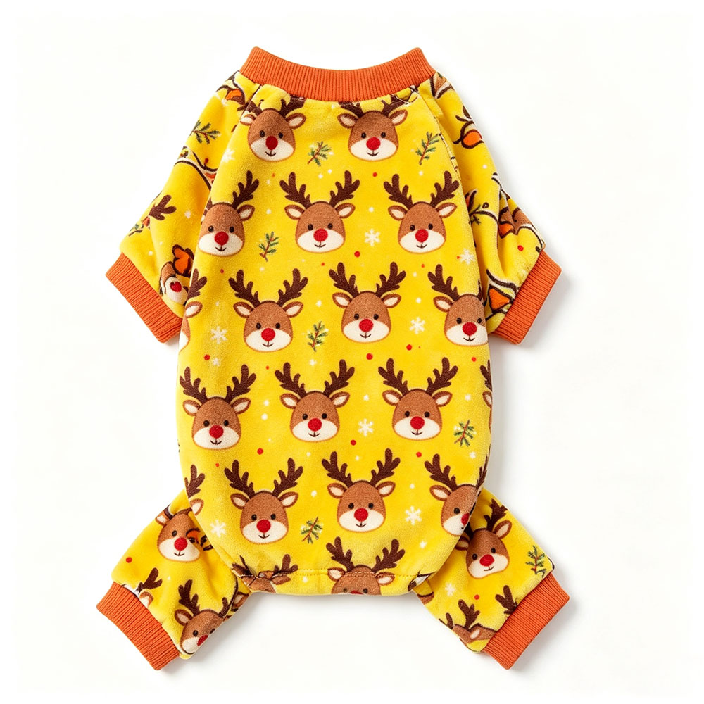 Dog quadrilateral coat - Autumn/Winter model - Thick and brushed fabric - Cute cartoon pattern - Pet clothing - Warm home wear