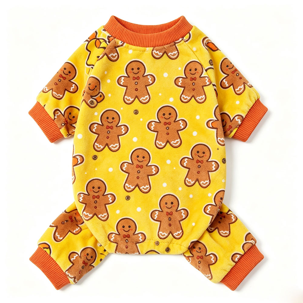 Dog quadrilateral coat - Autumn/Winter model - Thick and brushed fabric - Cute cartoon pattern - Pet clothing - Warm home wear