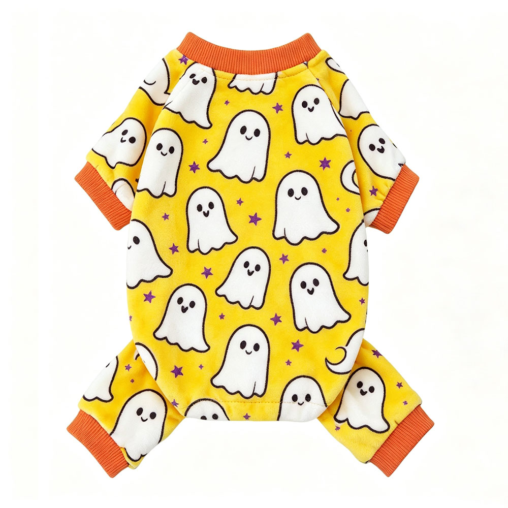 Dog quadrilateral coat - Autumn/Winter model - Thick and brushed fabric - Cute cartoon pattern - Pet clothing - Warm home wear