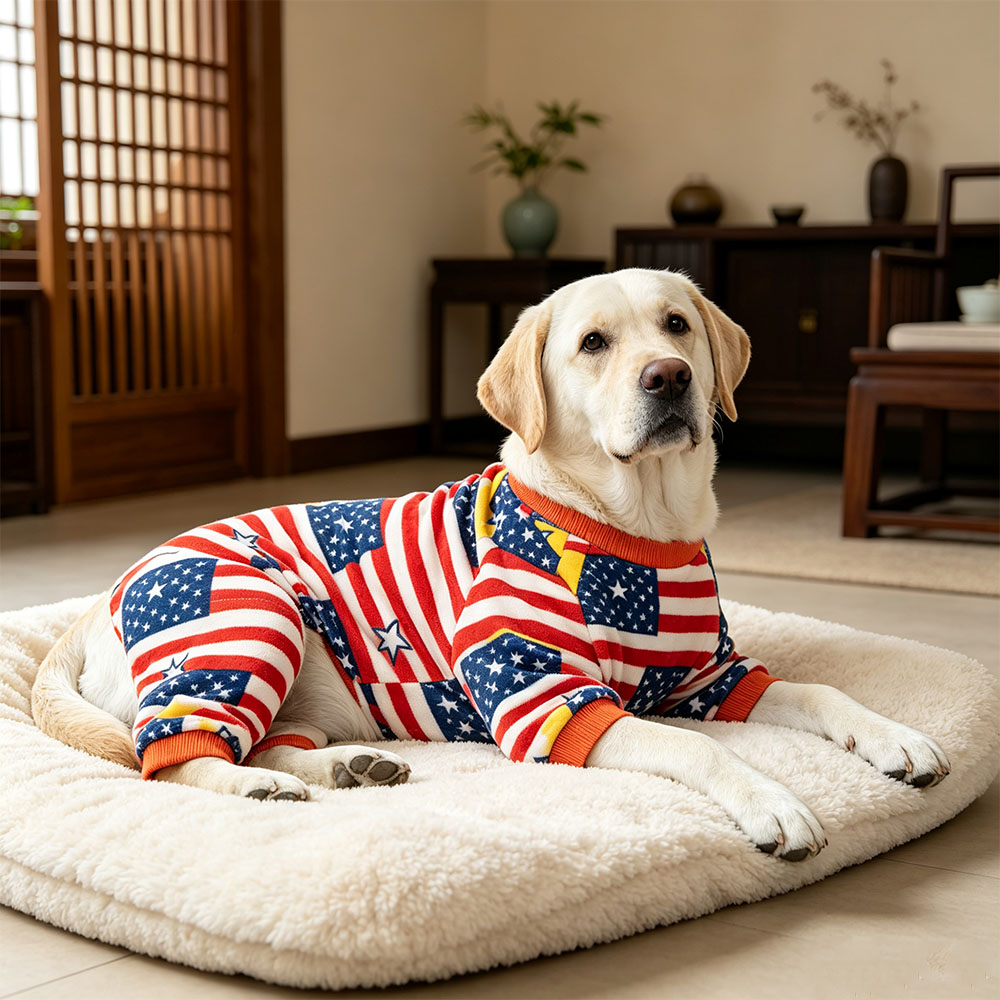 Dog quadrilateral coat - Autumn/Winter model - Thick and brushed fabric - Cute cartoon pattern - Pet clothing - Warm home wear