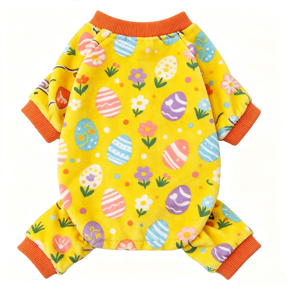 Dog quadrilateral coat - Autumn/Winter model - Thick and brushed fabric - Cute cartoon pattern - Pet clothing - Warm home wear